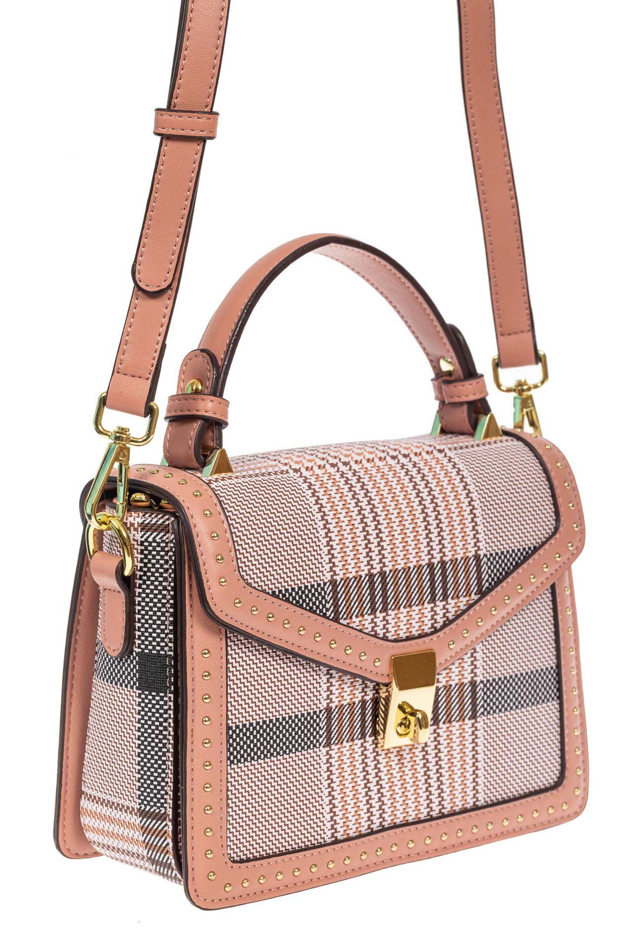 На фото 1 - Женская сумка сэтчел из искусственной кожи с принтом, цвет розовый