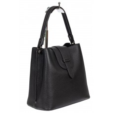 На фото 1 - Женская сумка-пакет из фактурной натуральной кожи, цвет чёрный