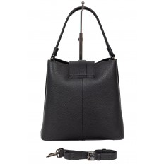 На фото 3 - Женская сумка-пакет из фактурной натуральной кожи, цвет чёрный