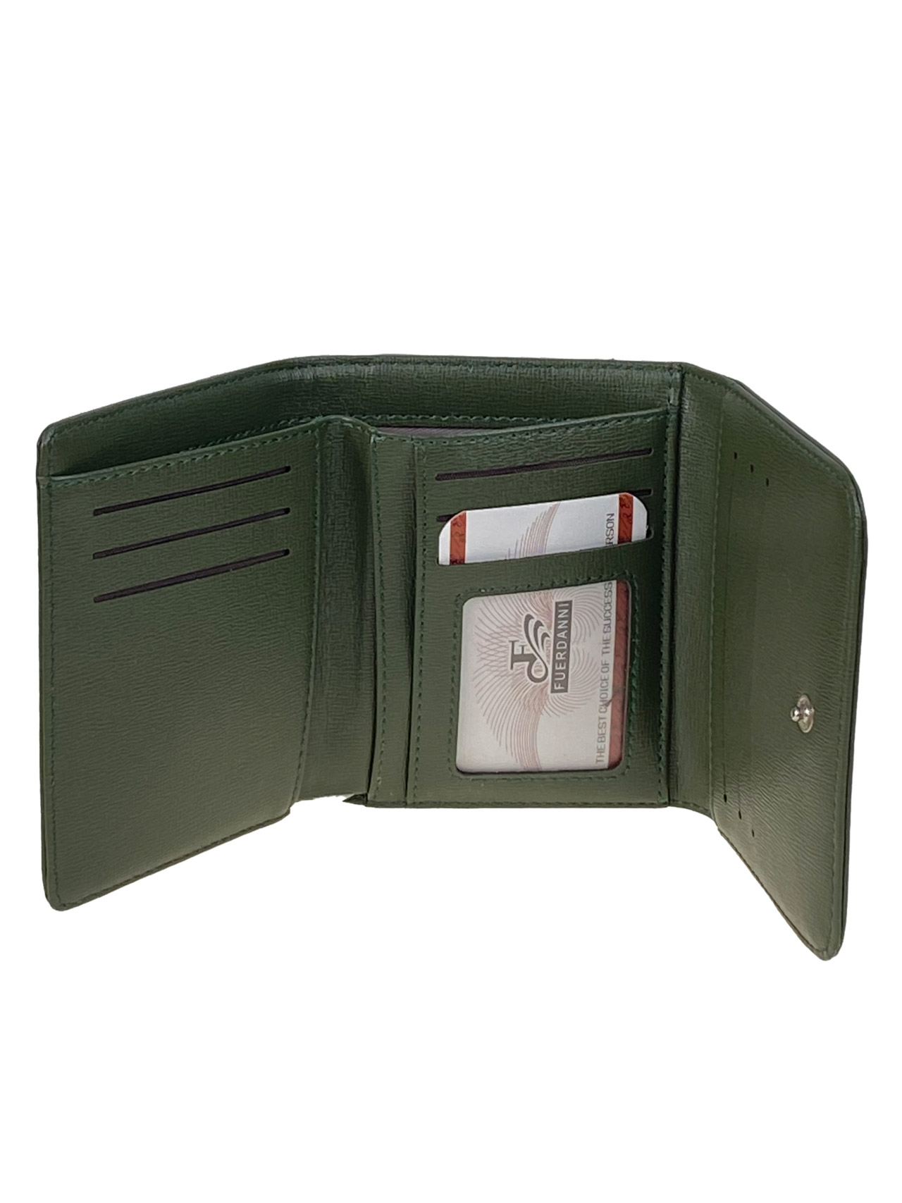 На фото 2 - Женский кошелек из искусственной кожи, цвет зеленый