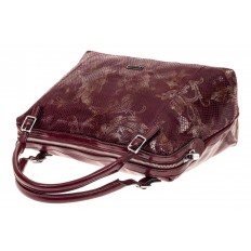 На фото 3 - Комбинированная сумка из экокожи и натуральной кожи, бордовая