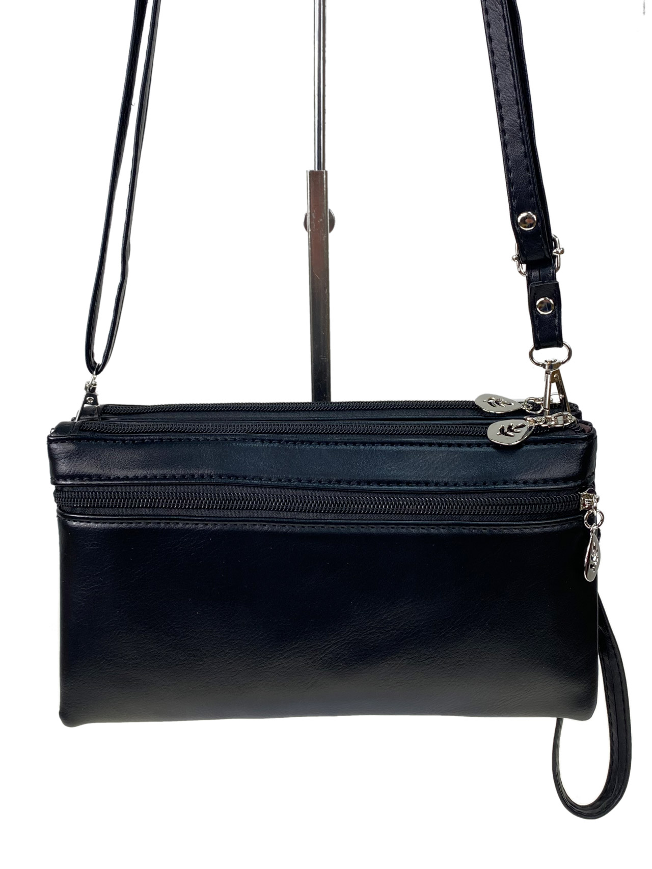 На фото 3 - Женская сумка клатч из искусственной кожи, цвет черный