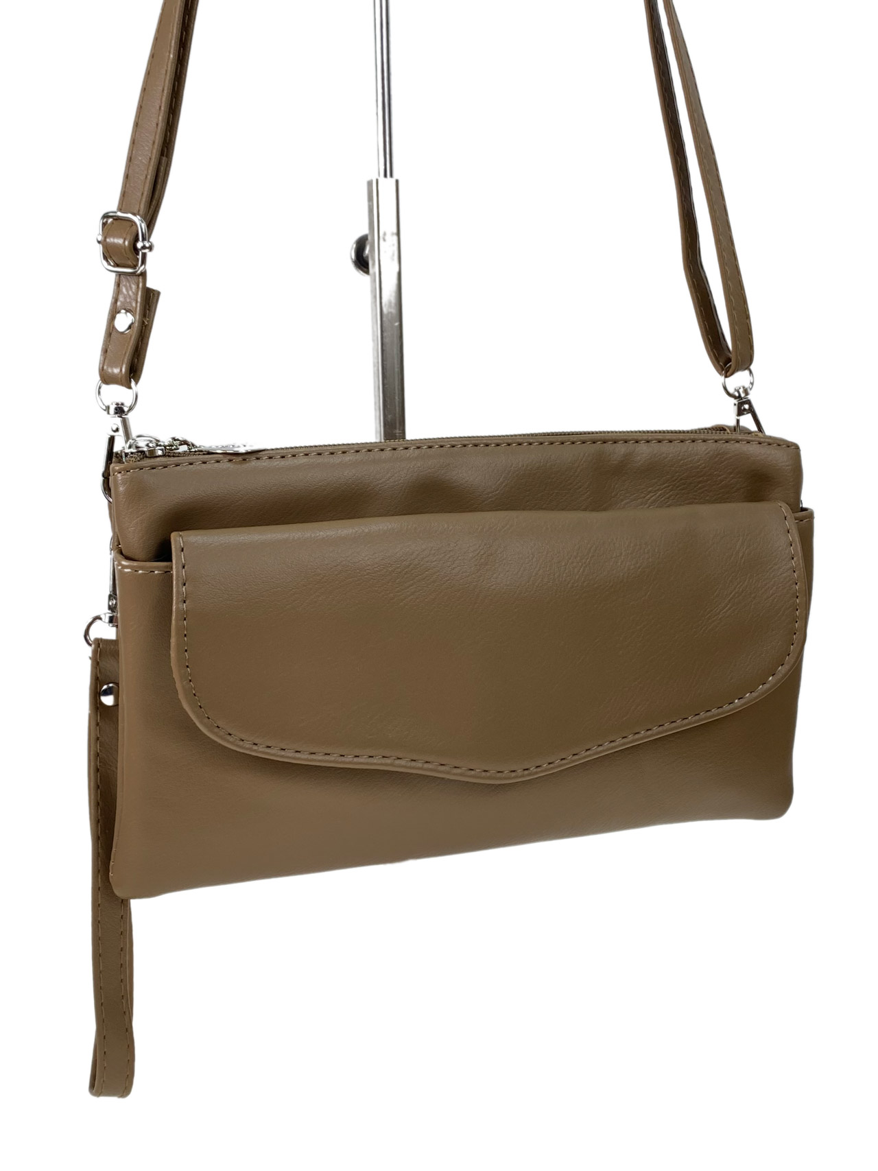Женская сумка клатч из искусственной кожи, цвет бежево-коричневый