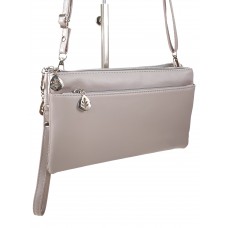 На фото 1 - Женская сумка-клатч из мягкой искусственной кожи, цвет светло-серый