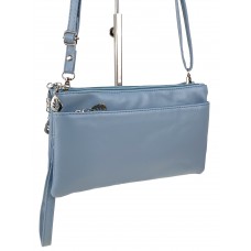 На фото 1 - Женская сумка-клатч из мягкой искусственной кожи, цвет голубой