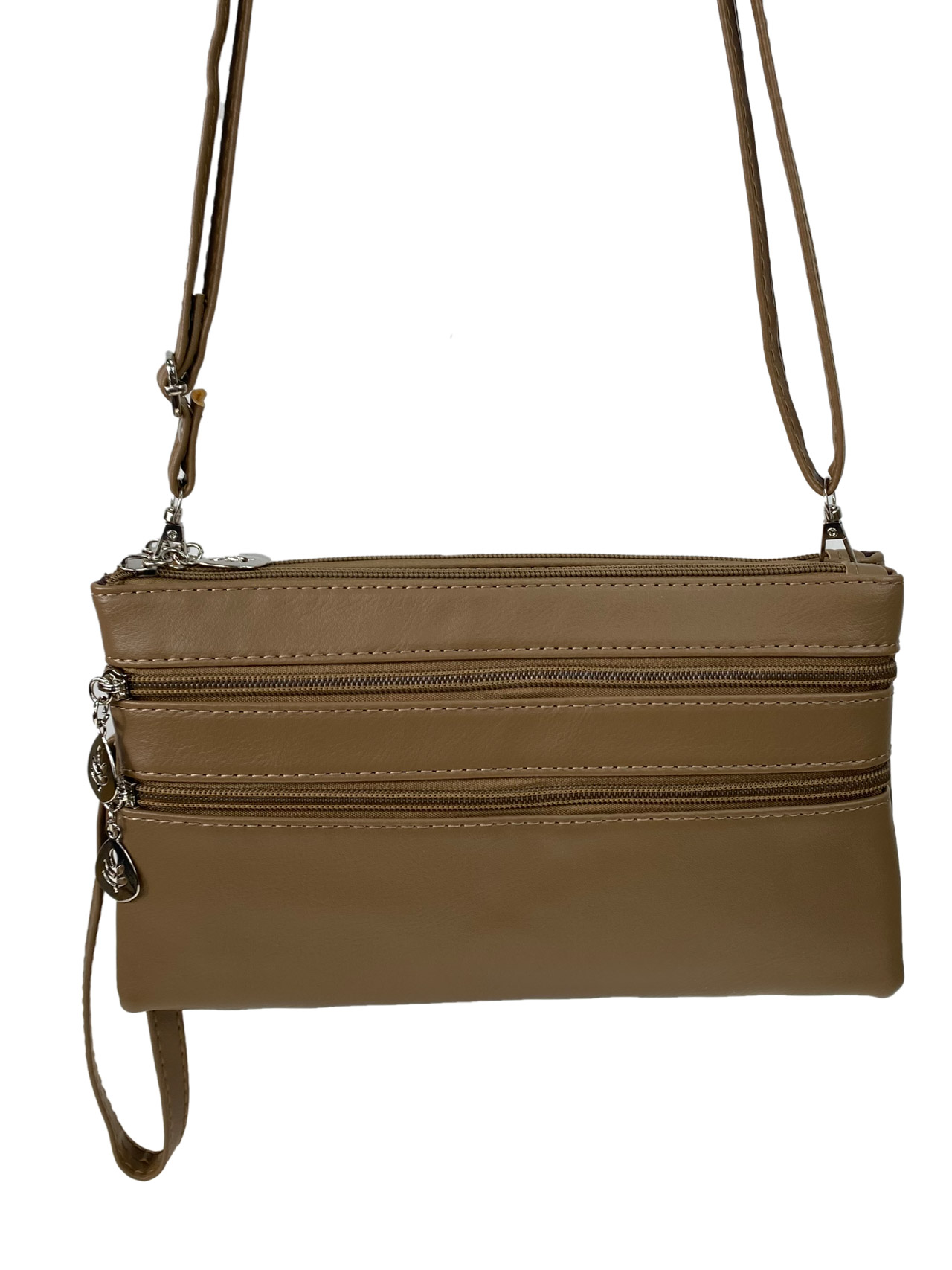 На фото 2 - Женская сумка клатч из искусственной кожи, цвет светло коричневый