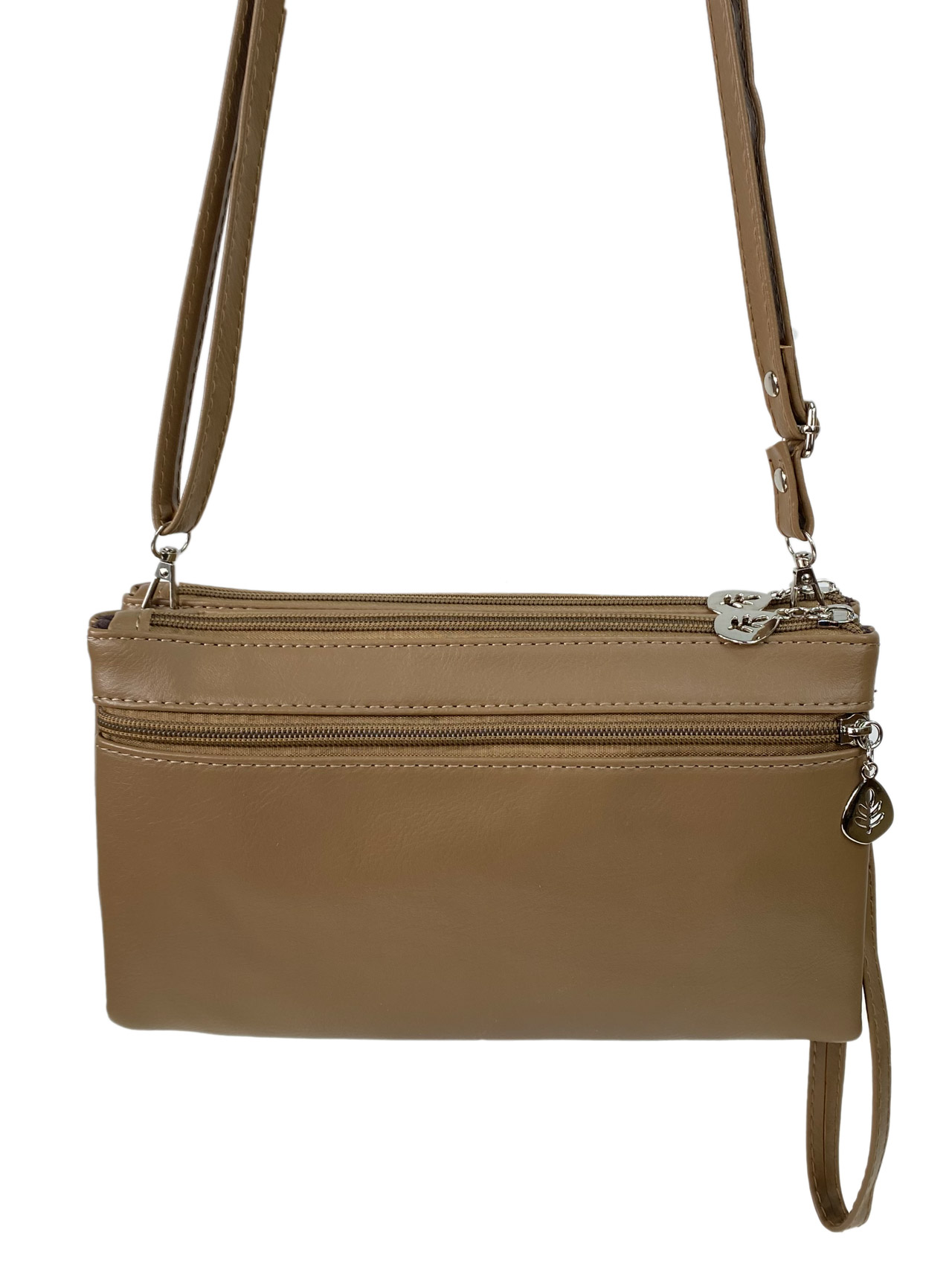 На фото 3 - Женская сумка клатч из искусственной кожи, цвет светло коричневый