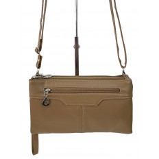 На фото 2 - Женская сумка клатч из искусственной кожи, цвет бежево-коричневый