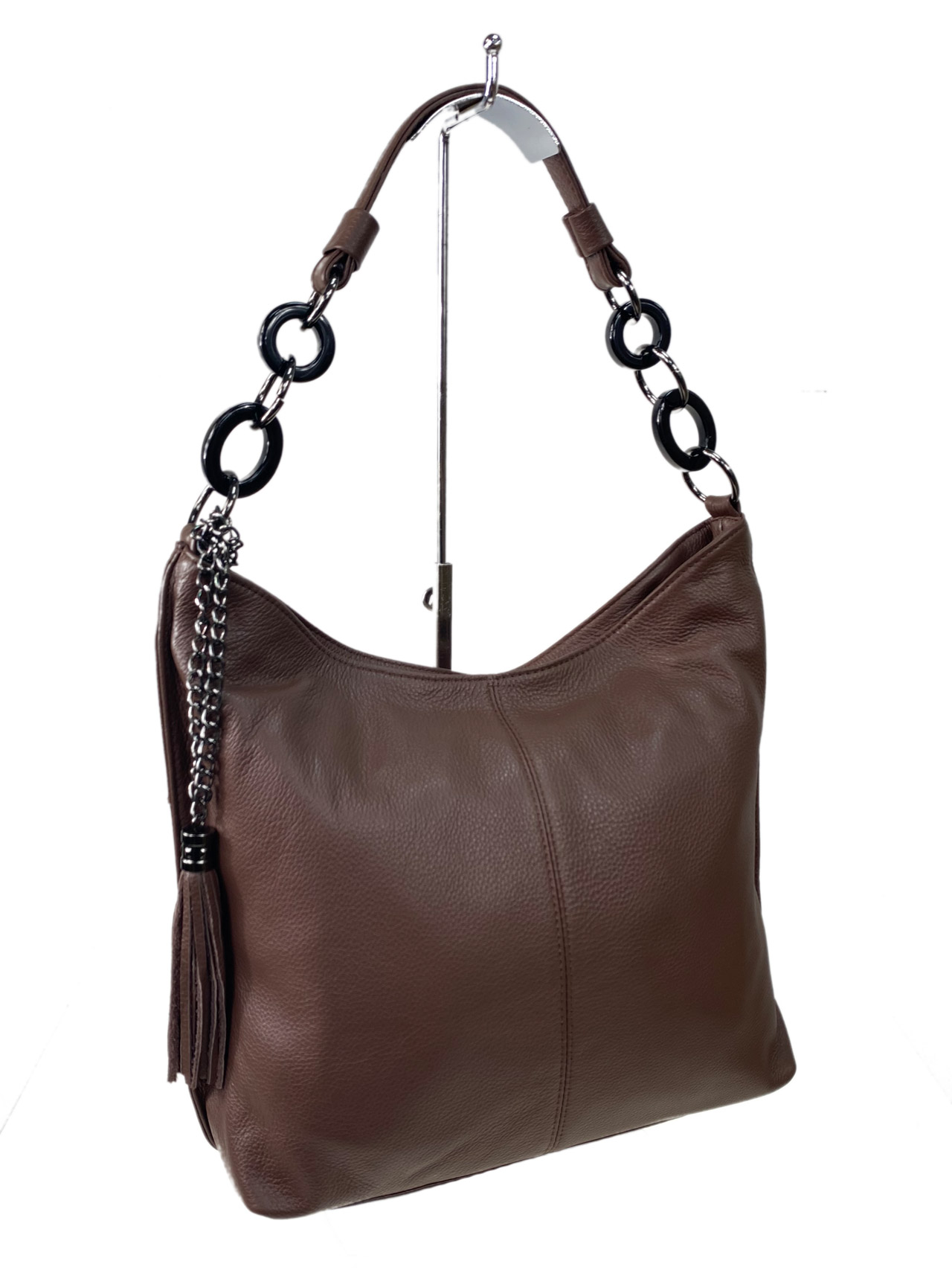 На фото 3 - Женская сумка из натуральной кожи, цвет коричневый 