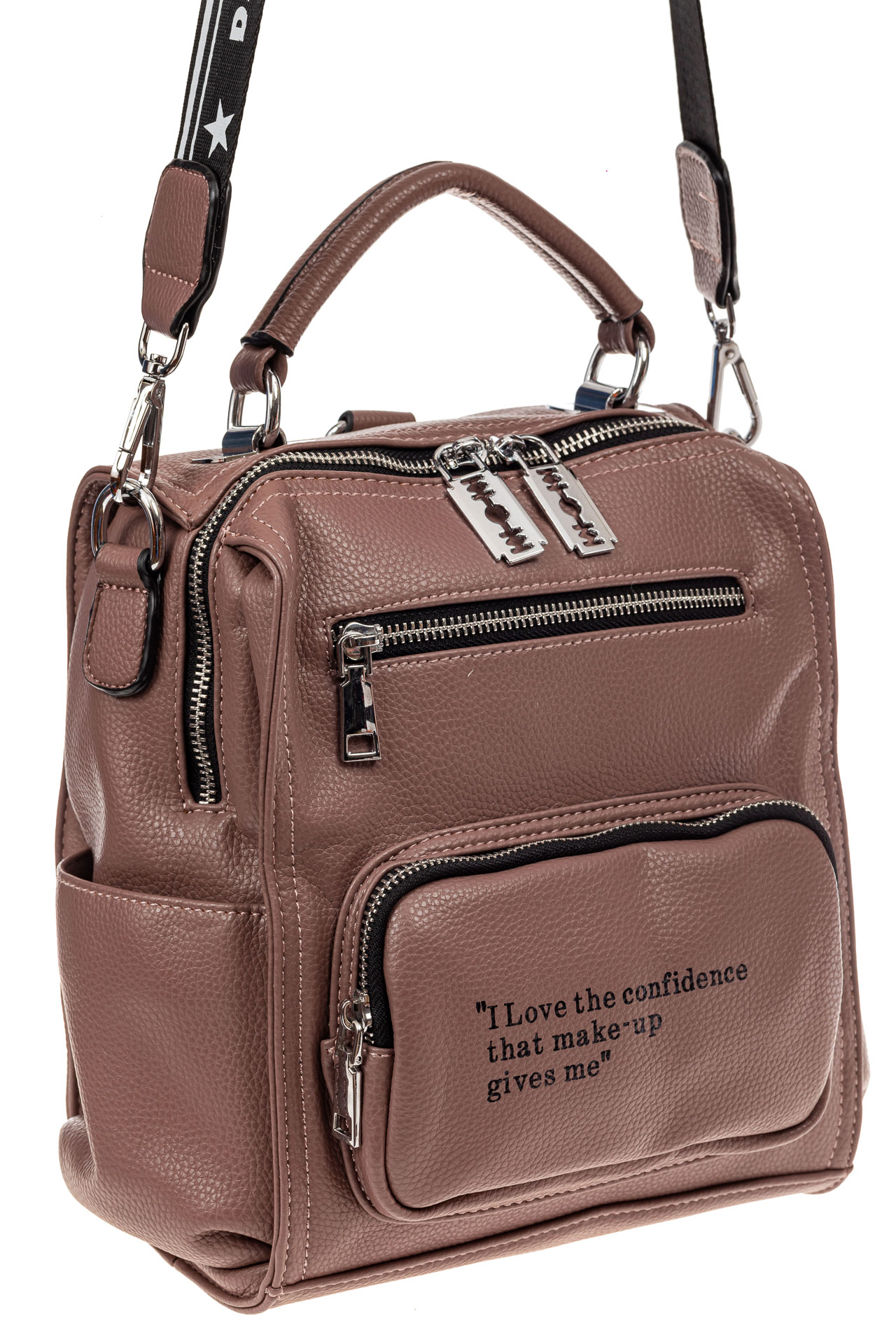 На фото 1 - Сумка женская рюкзак из искусственной кожи, цвет пудра