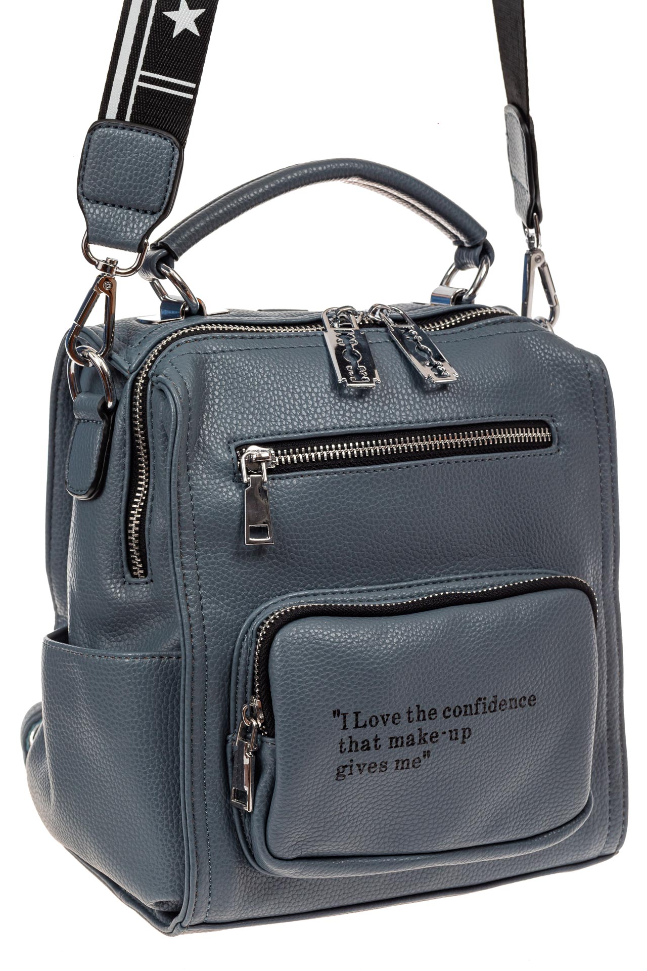 На фото 1 - Сумка женская рюкзак из искусственной кожи, цвет голубой
