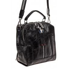 На фото 1 - Сумка женская рюкзак из искусственной кожи, цвет черный