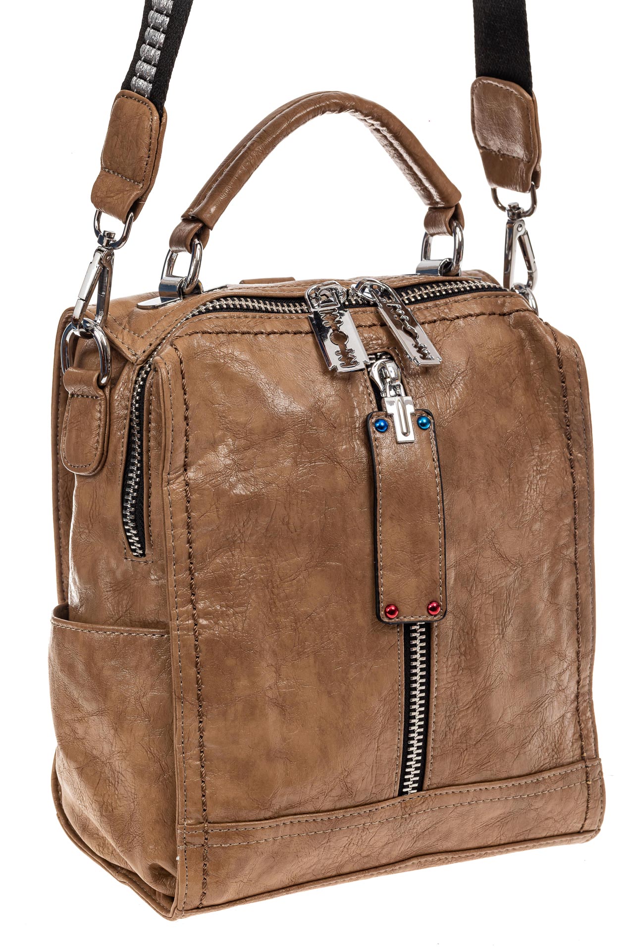 На фото 1 - Сумка женская рюкзак из искусственной кожи, цвет бежевый