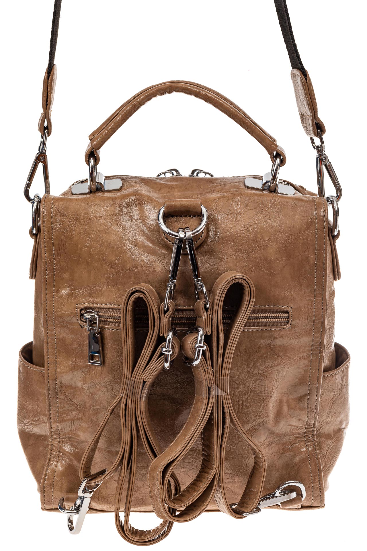 На фото 3 - Сумка женская рюкзак из искусственной кожи, цвет бежевый