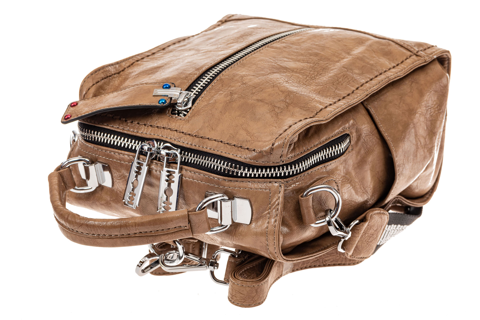 На фото 4 - Сумка женская рюкзак из искусственной кожи, цвет бежевый