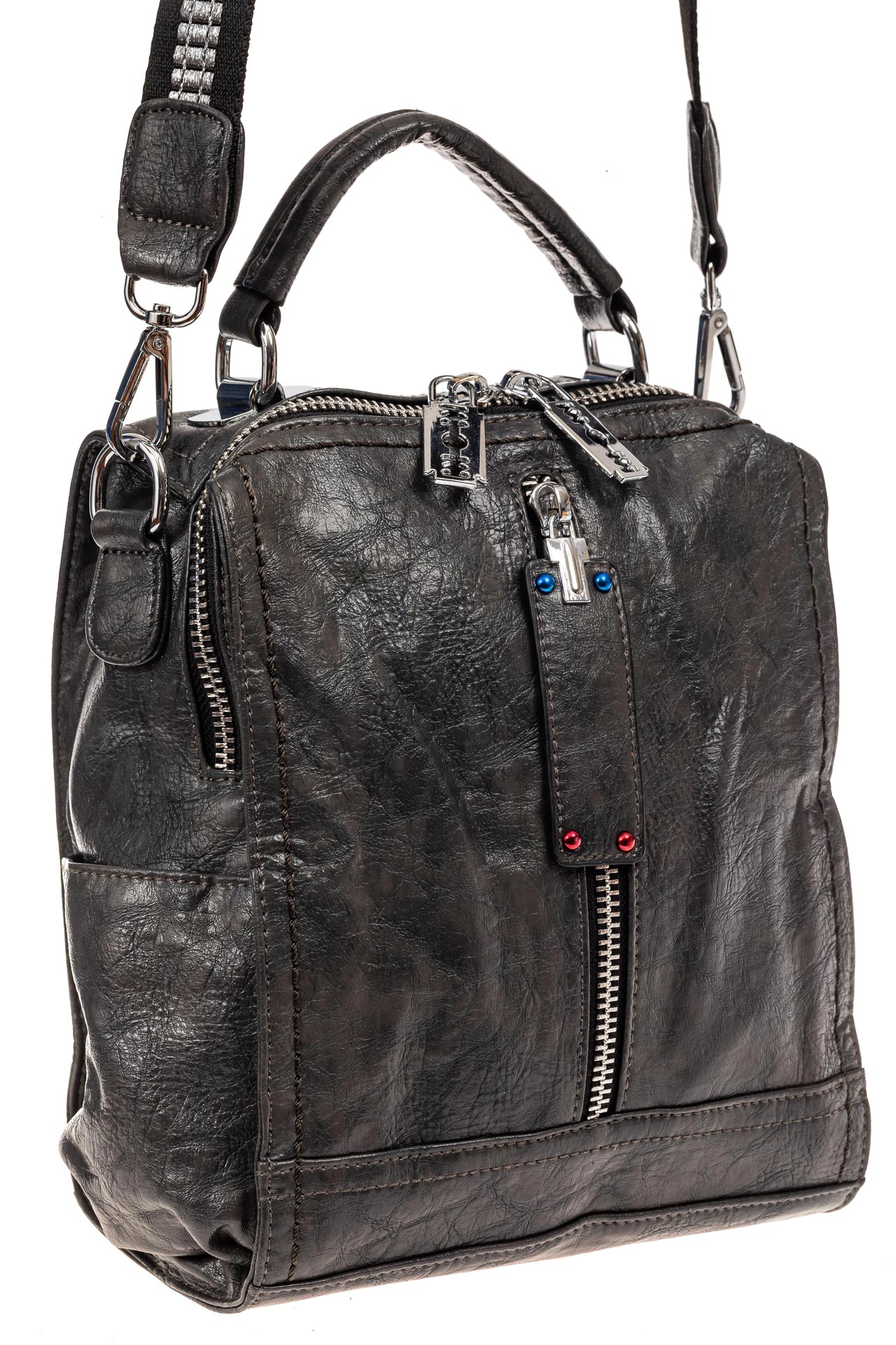 На фото 1 - Сумка женская рюкзак из искусственной кожи, цвет серый