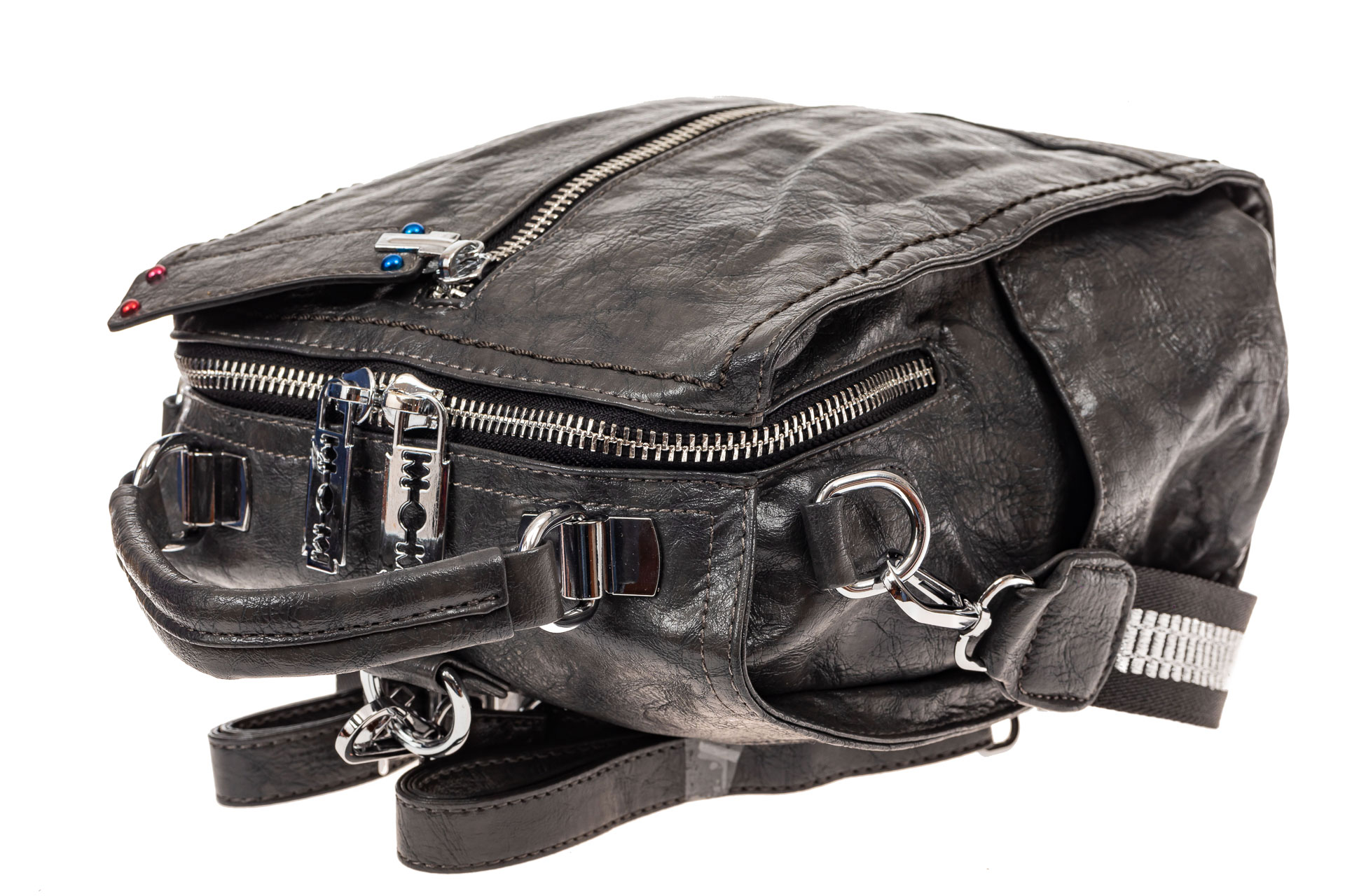 На фото 4 - Сумка женская рюкзак из искусственной кожи, цвет серый