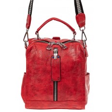 На фото 2 - Сумка женская рюкзак из искусственной кожи, цвет красный