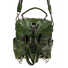 На фото 3 - Сумка женская рюкзак из искусственной кожи, цвет зеленый