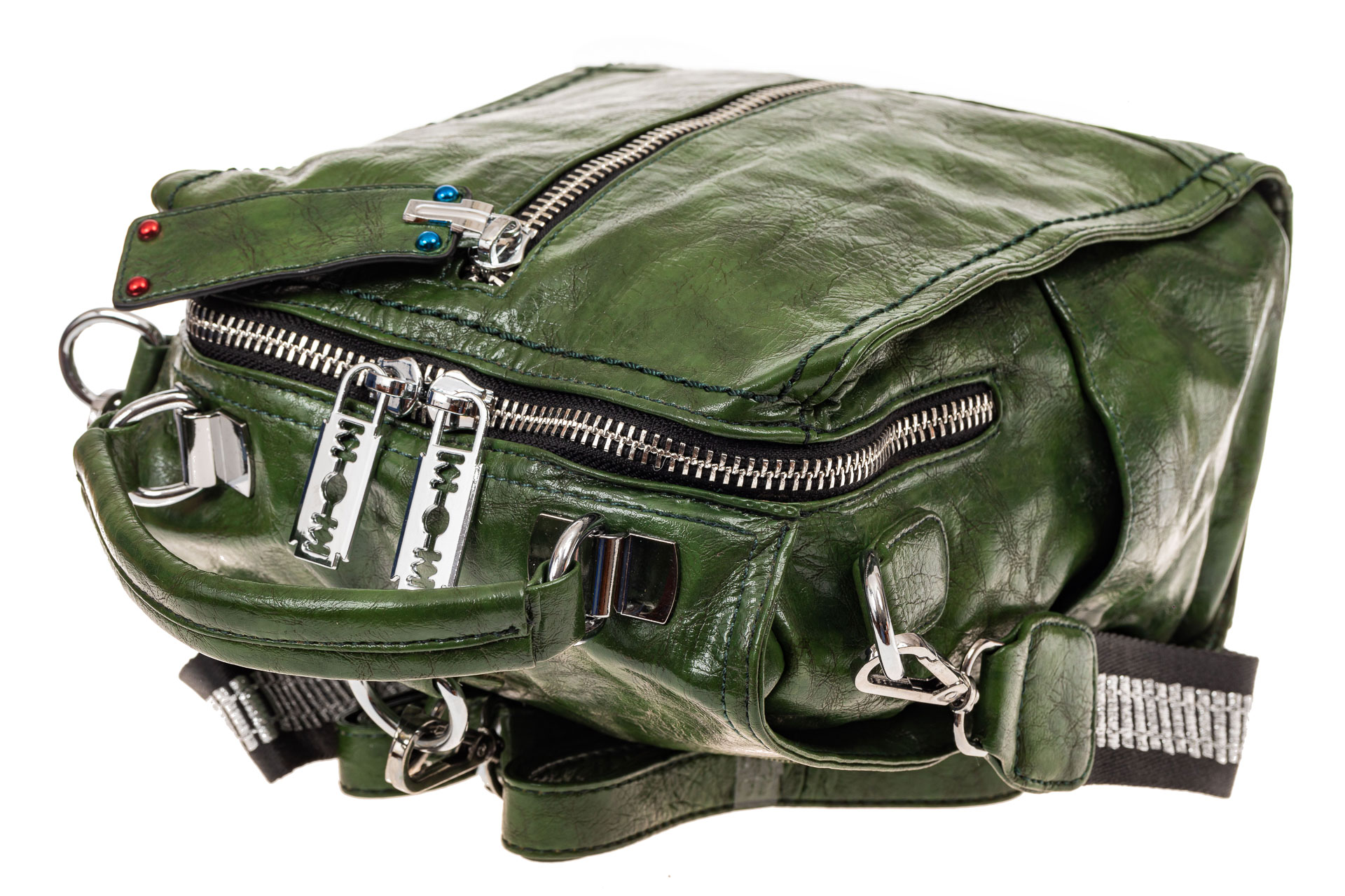 На фото 4 - Сумка женская рюкзак из искусственной кожи, цвет зеленый