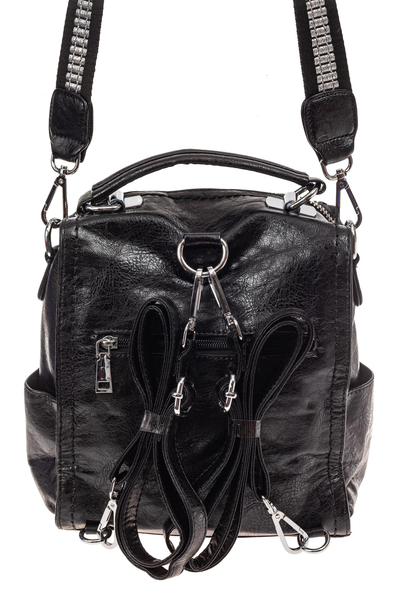 На фото 3 - Сумка женская рюкзак из искусственной кожи, цвет черный