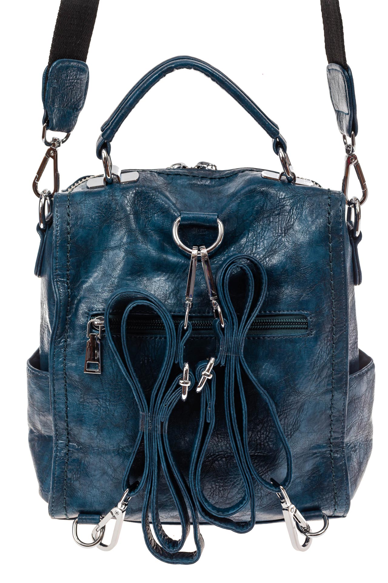 На фото 3 - Сумка женская рюкзак из искусственной кожи, цвет синий