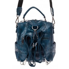 На фото 3 - Сумка женская рюкзак из искусственной кожи, цвет синий