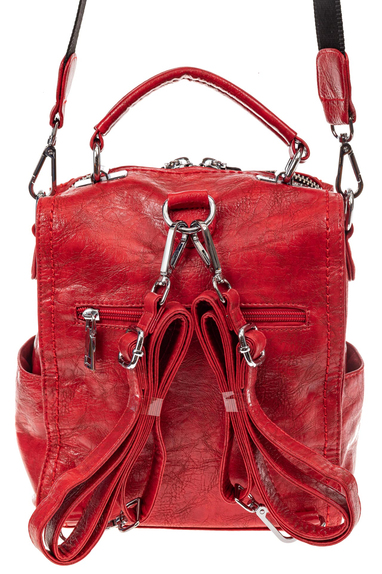 На фото 3 - Сумка женская рюкзак из искусственной кожи, цвет красный