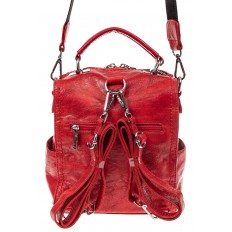 На фото 3 - Сумка женская рюкзак из искусственной кожи, цвет красный