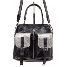 На фото 2 - Сумка женская рюкзак из искусственной кожи, цвет черный