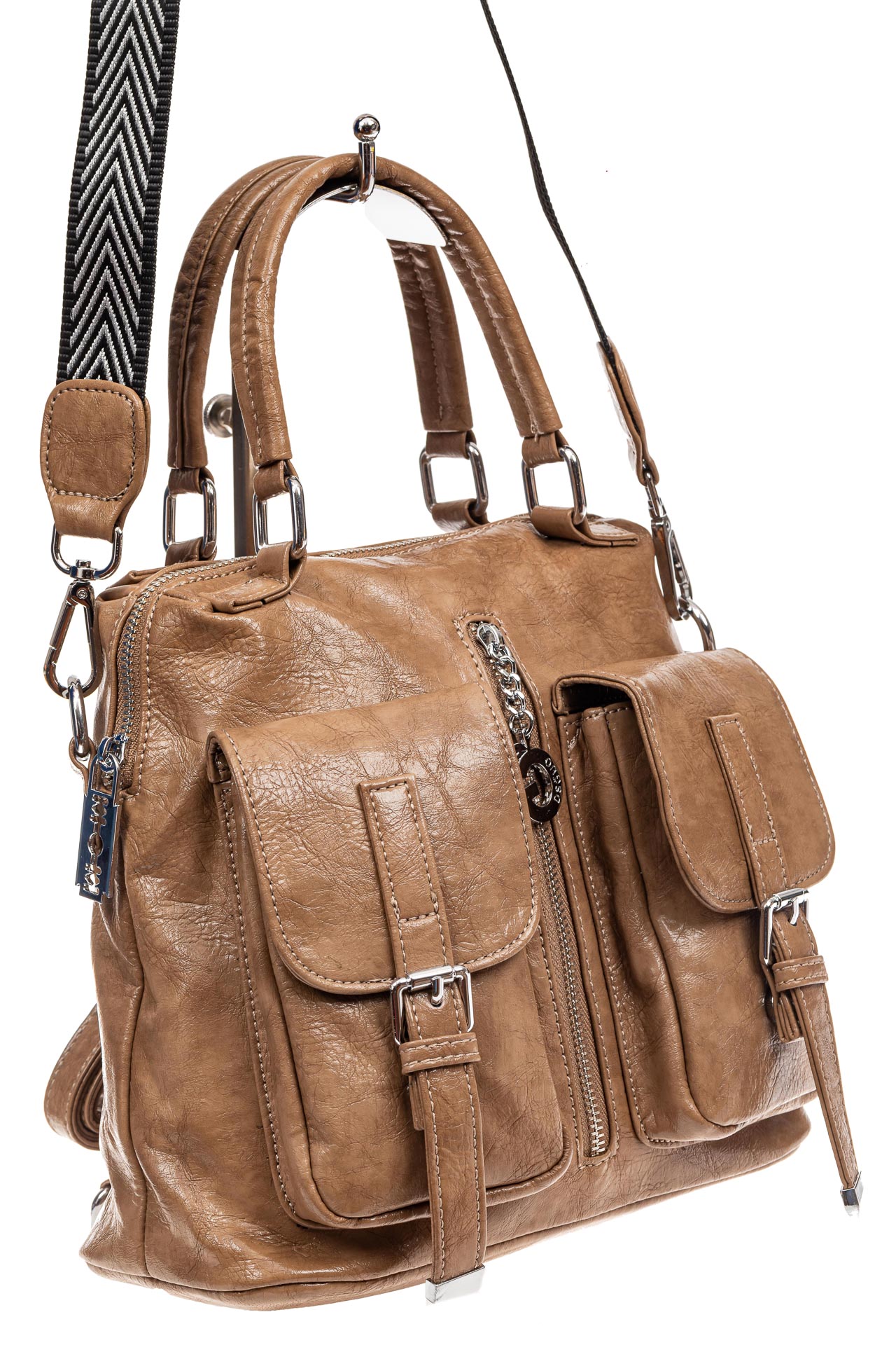 На фото 1 - Сумка женская рюкзак из искусственной кожи, цвет бежевый