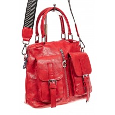 На фото 1 - Сумка женская рюкзак из искусственной кожи, цвет красный