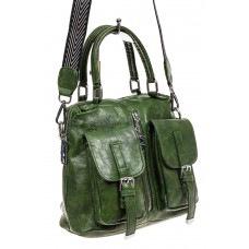 На фото 1 - Сумка женская рюкзак из искусственной кожи, цвет зеленый