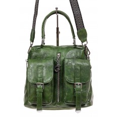 На фото 2 - Сумка женская рюкзак из искусственной кожи, цвет зеленый
