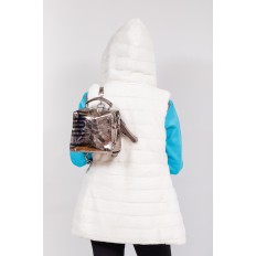 На фото 4 - Сумка-рюкзак из искусственной кожи, цвет серебро