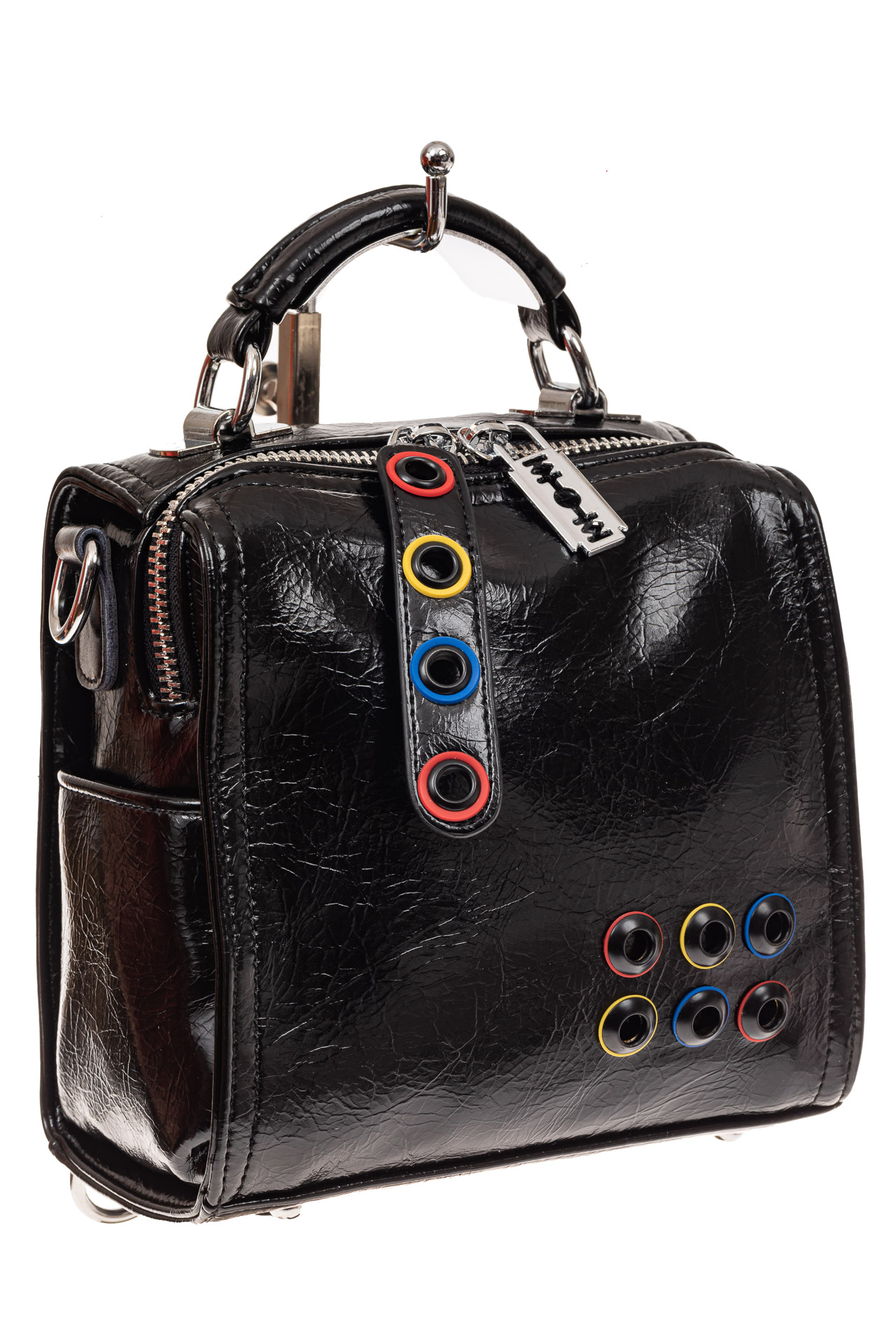 На фото 1 - Сумка-рюкзак из искусственной кожи, цвет черный