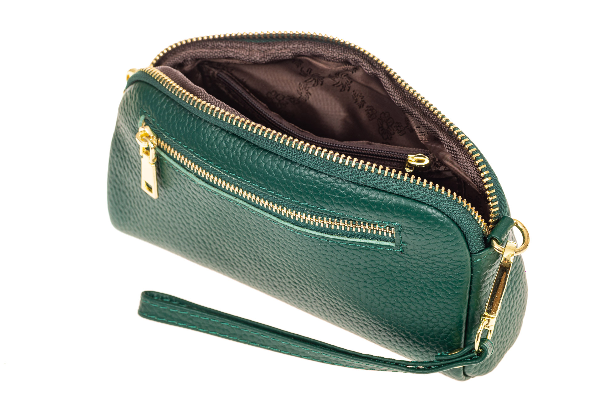 На фото 2 - Женская сумка-малышка из натуральной кожи, цвет зеленый