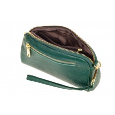 На фото 2 - Женская сумка-малышка из натуральной кожи, цвет зеленый