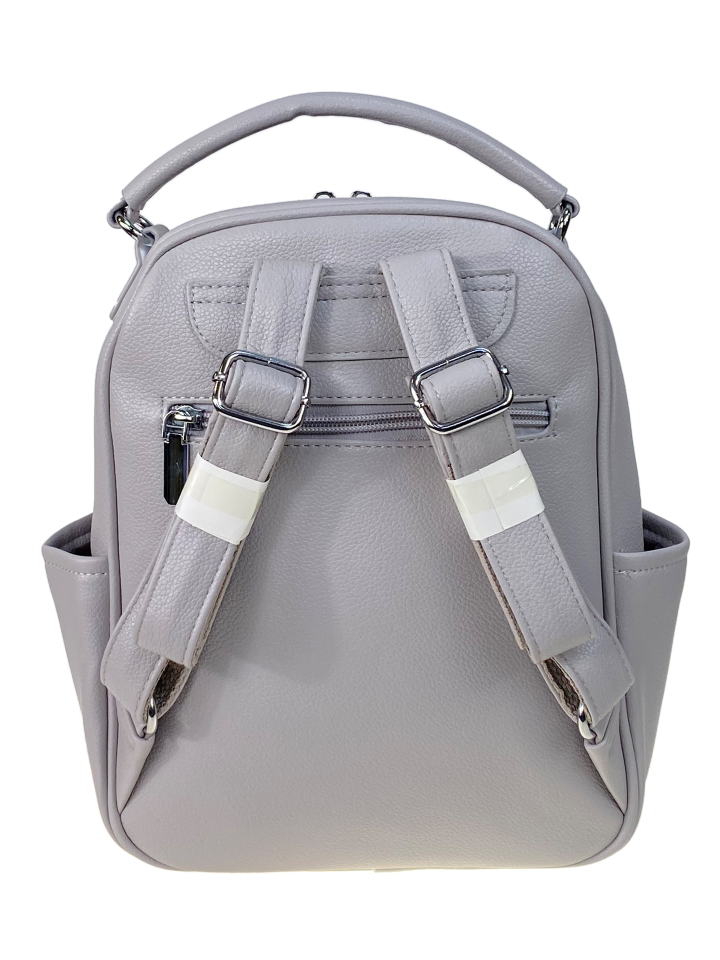 На фото 2 - Женский рюкзак из искусственной кожи, цвет серый 