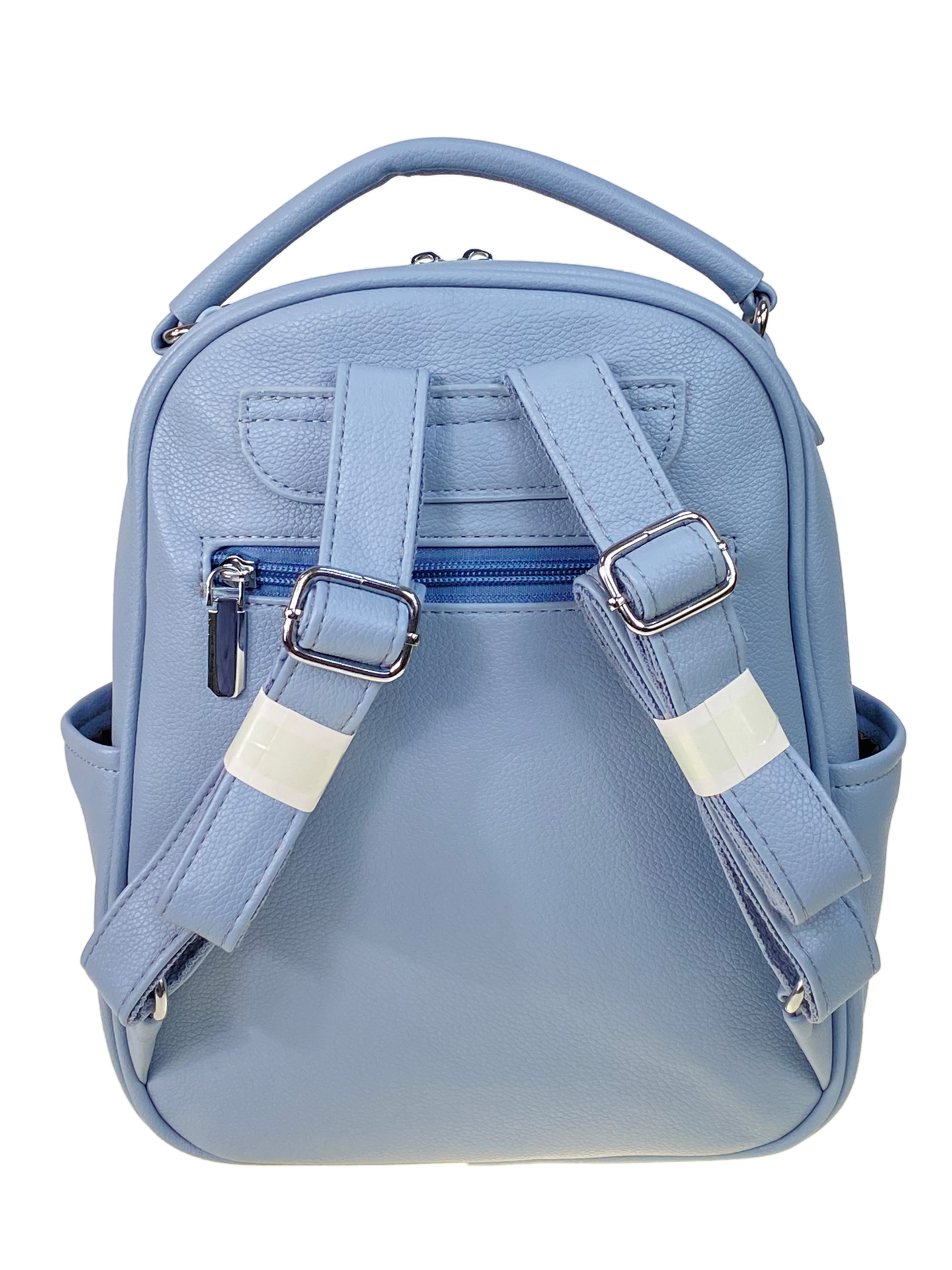 На фото 2 - Женский рюкзак из искусственной кожи, цвет  голубой