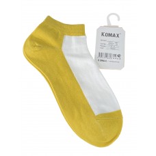 На фото 1 - Короткие женские носки, цвет жёлтый с белым