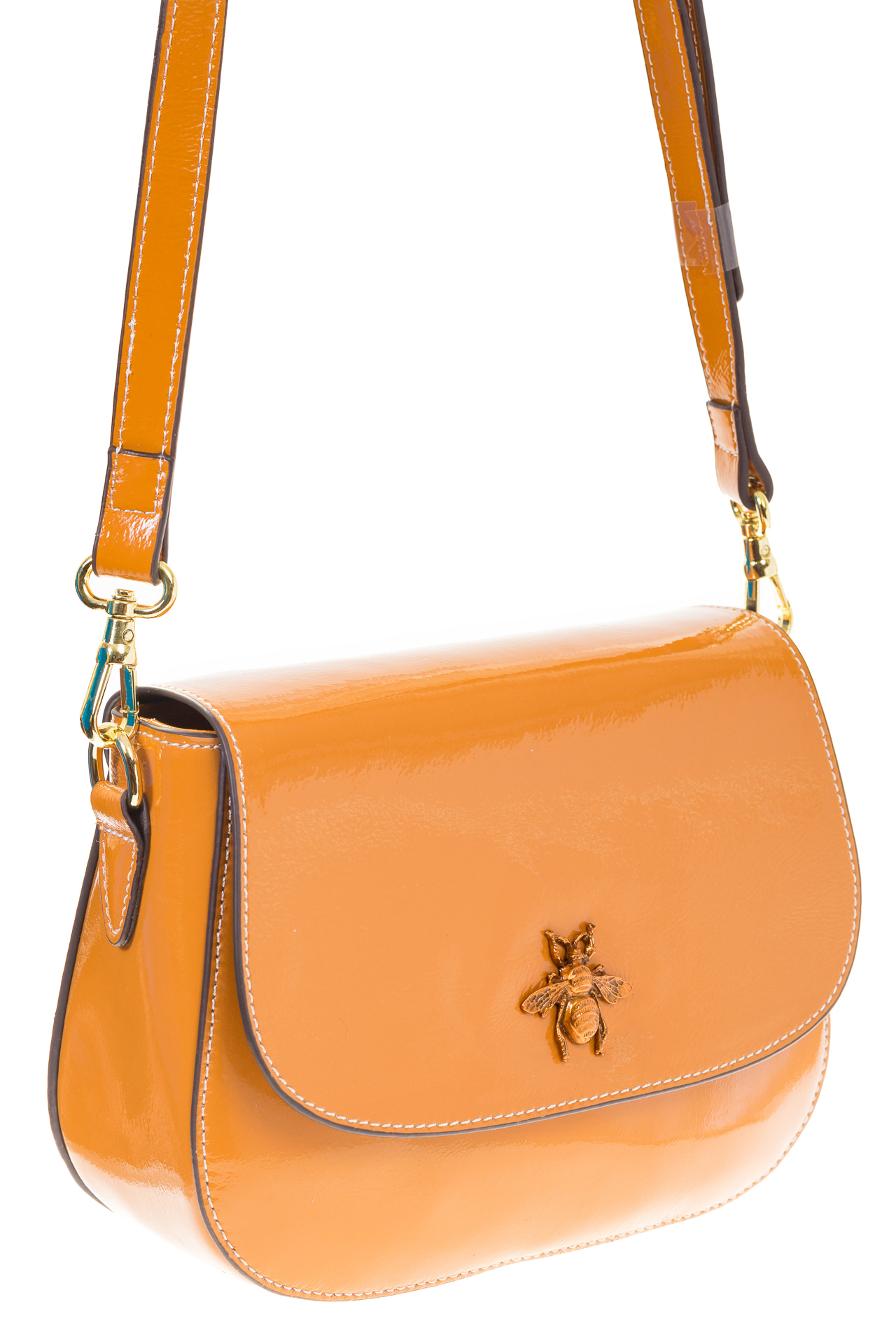 На фото 1 - Сумка saddle bag из наплака цвета манго H535AK
