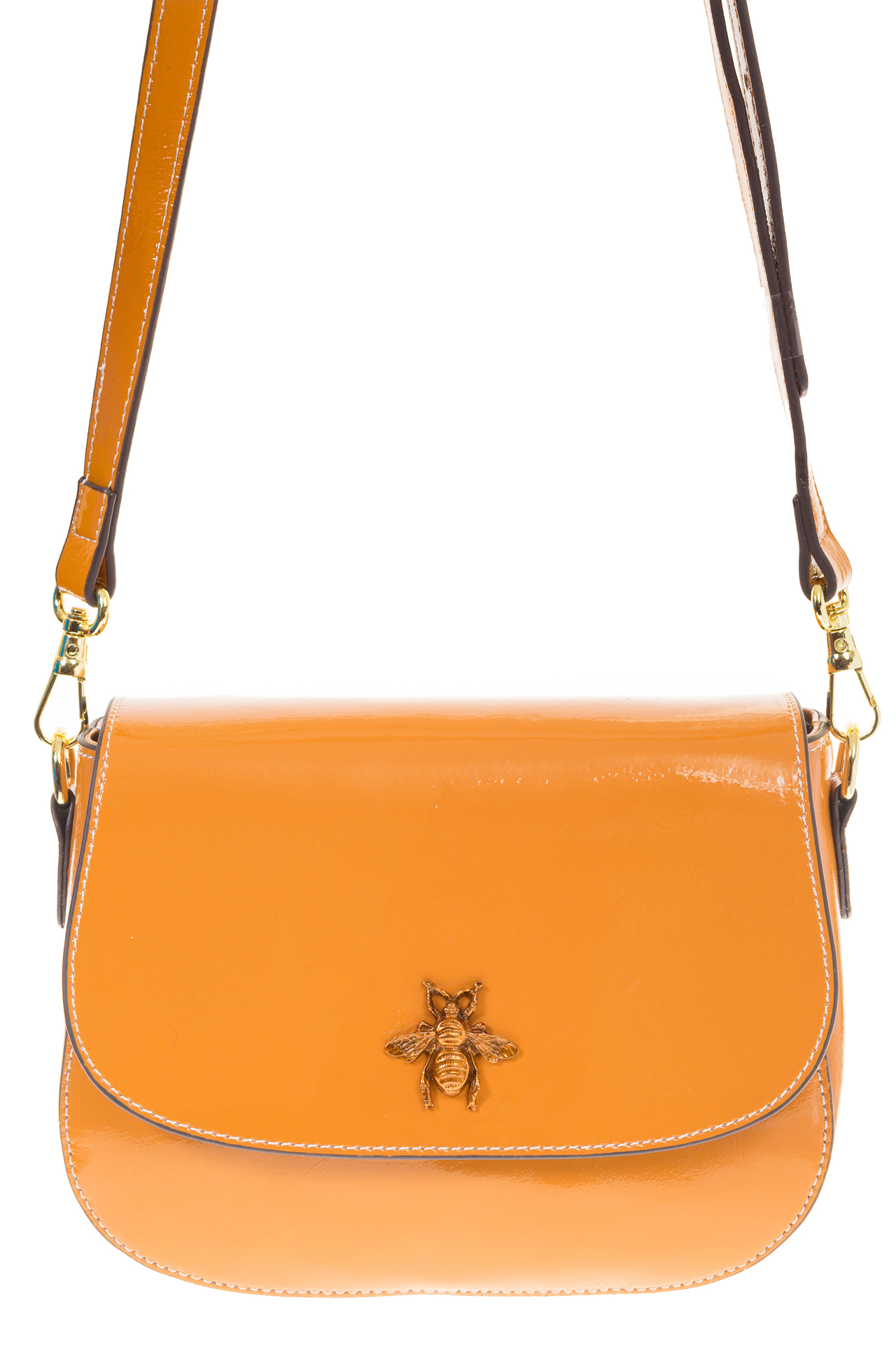 На фото 2 - Сумка saddle bag из наплака цвета манго H535AK