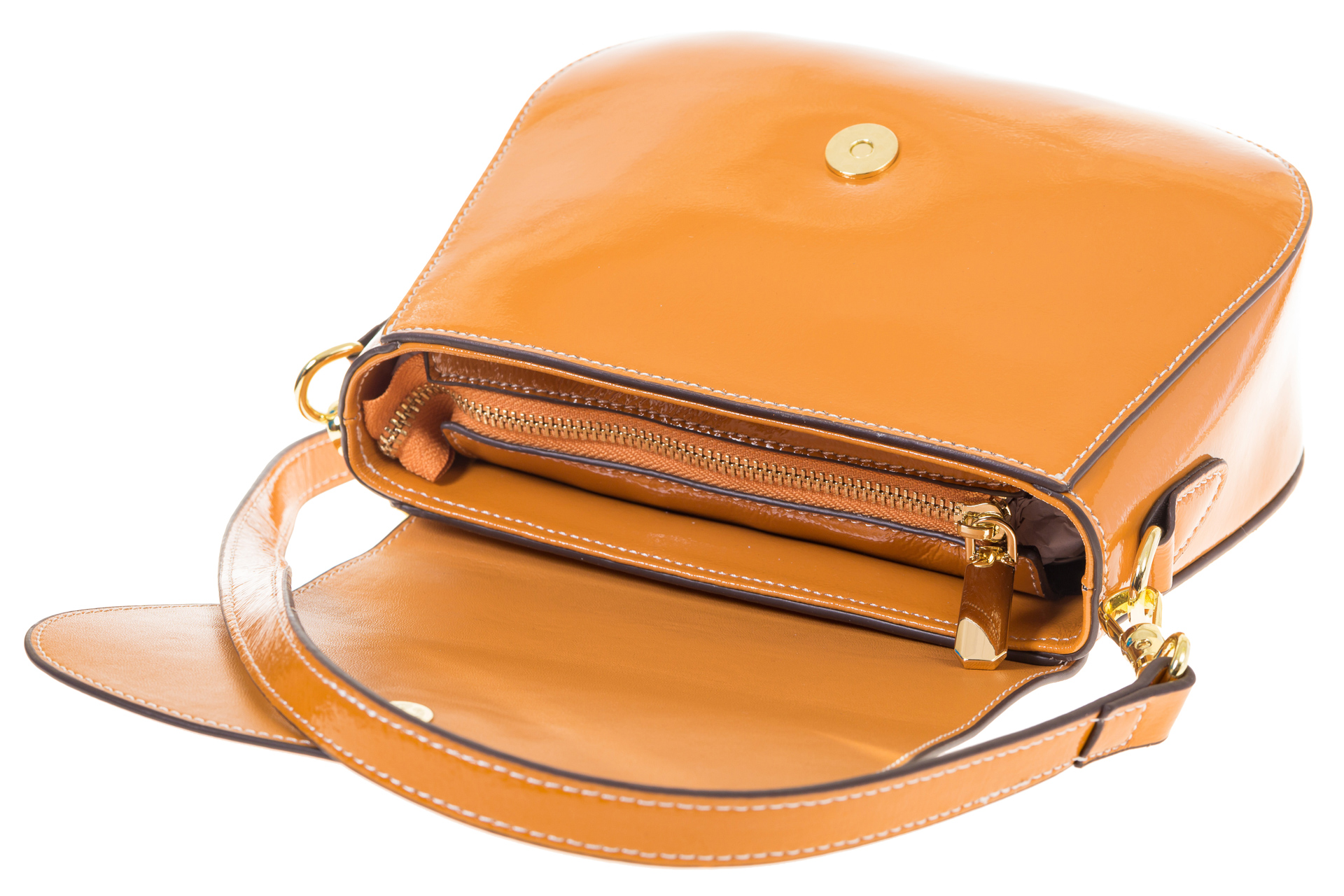 На фото 4 - Сумка saddle bag из наплака цвета манго H535AK