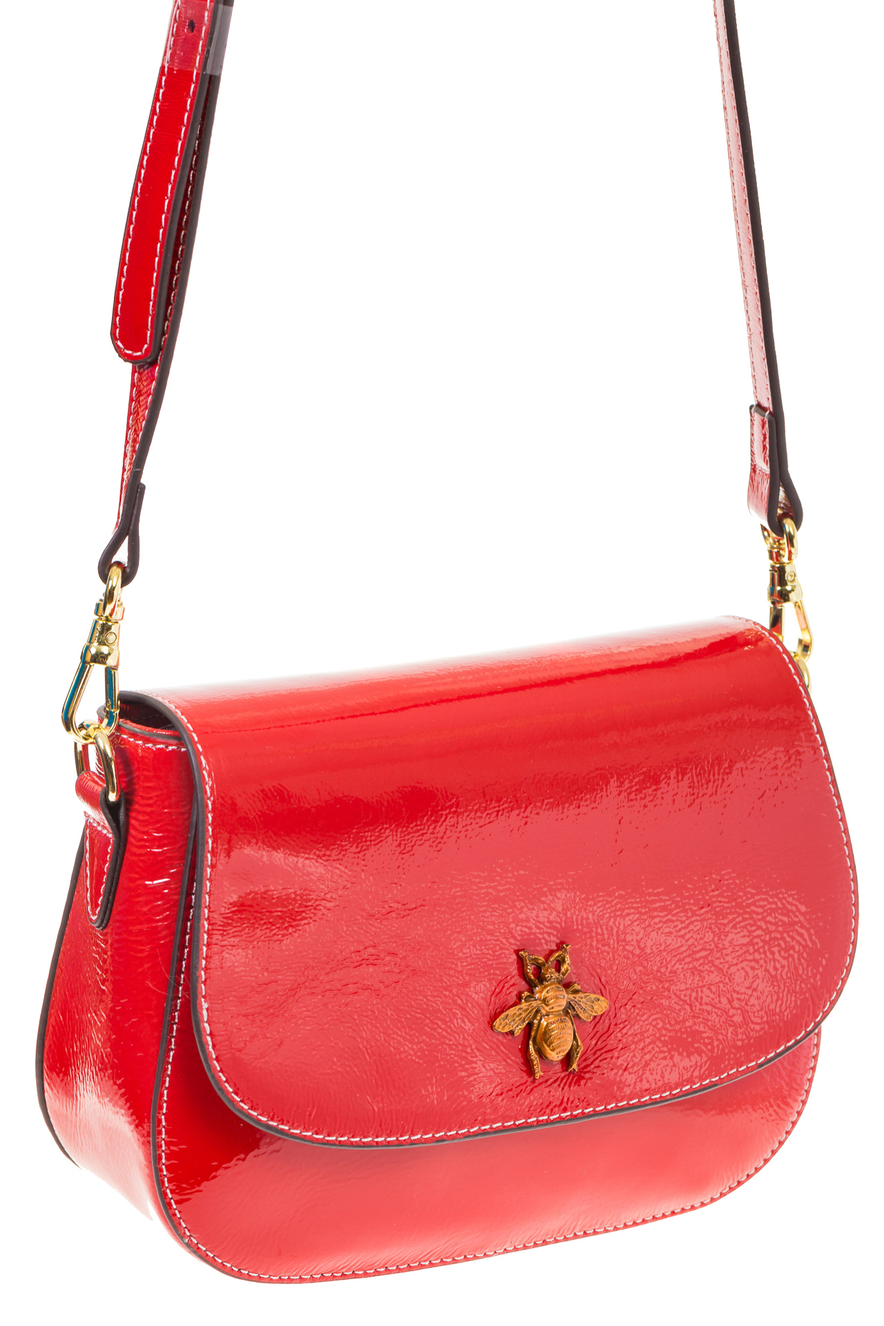 На фото 1 - Красная сумка saddle bag из наплака h535ak