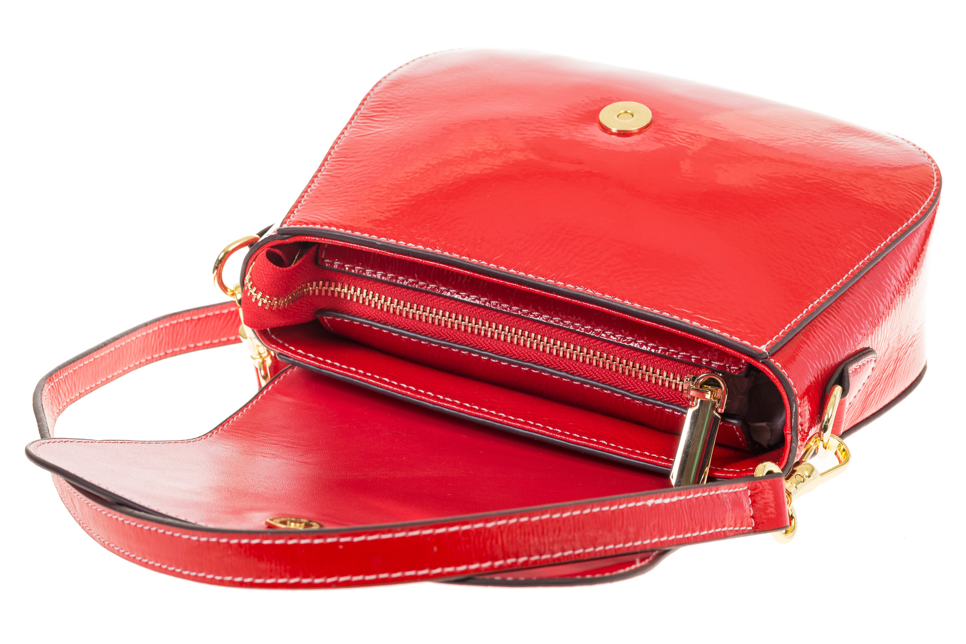 На фото 4 - Красная сумка saddle bag из наплака h535ak