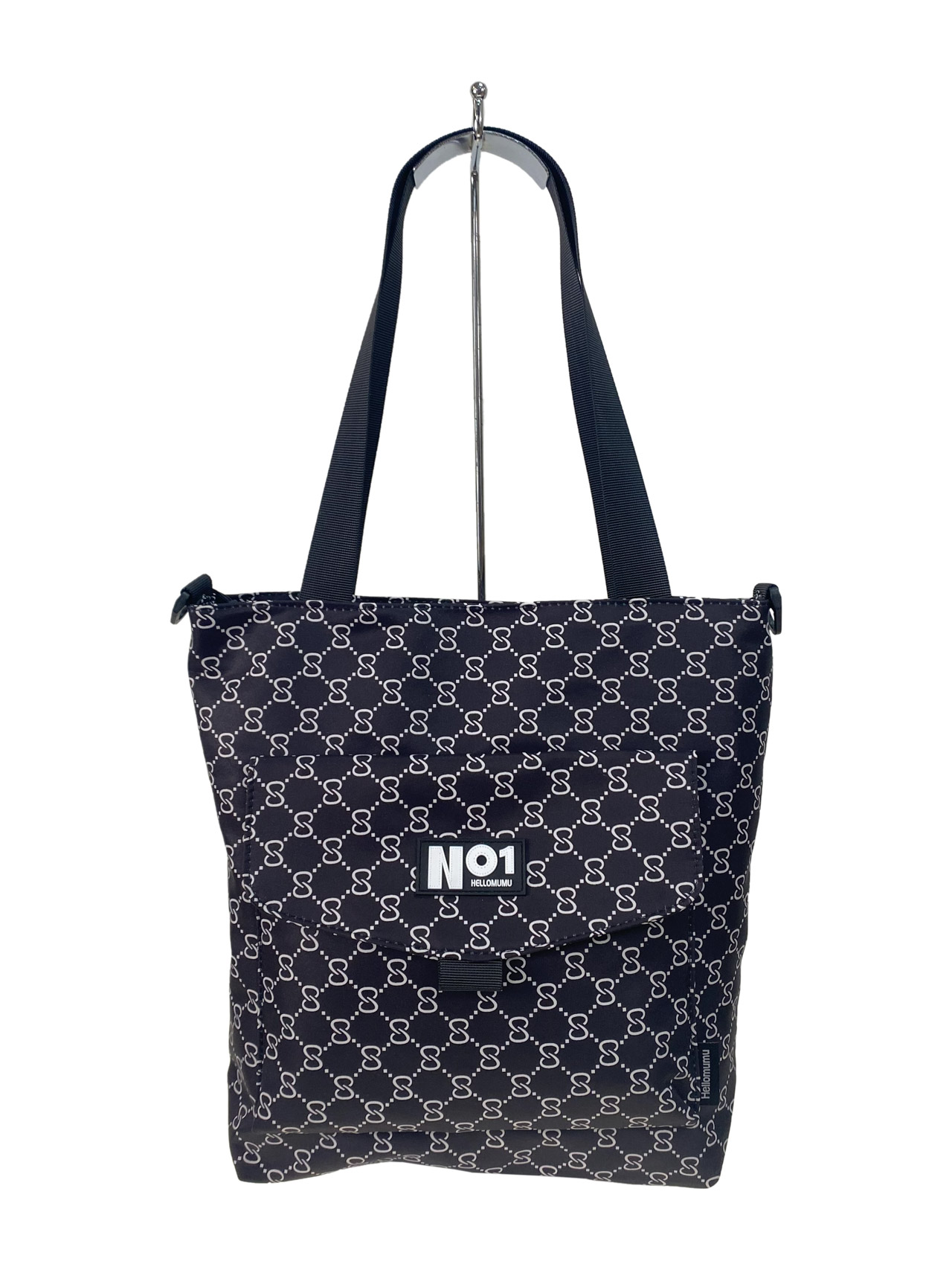 На фото 3 - Женская сумка шоппер из текстиля, цвет черный