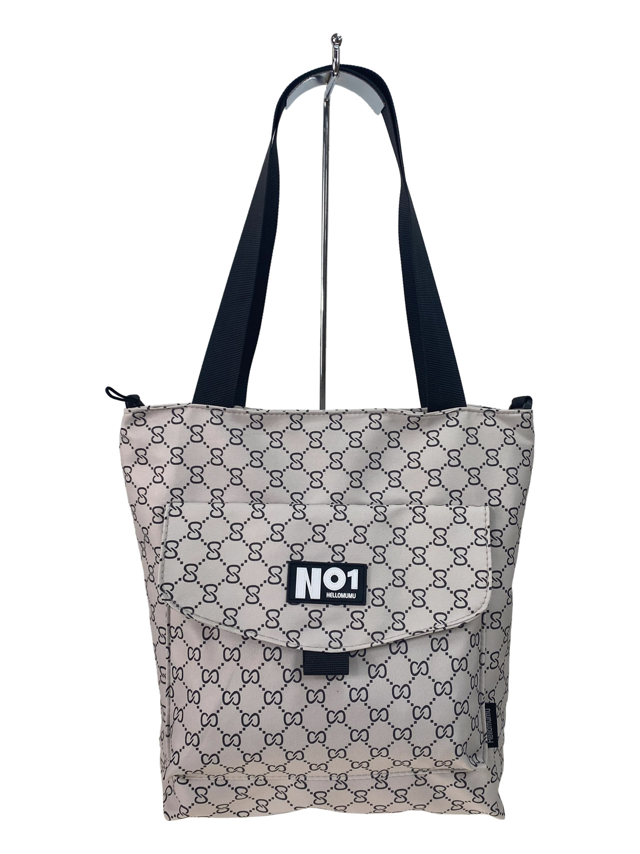 На фото 3 - Женская сумка шоппер из текстиля, цвет серый