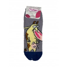 На фото 1 - Махровые носки с забавным принтом, цвет серый