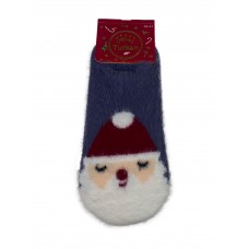 На фото 1 - Тёплые носки-следки из шерсти соболя с новогодним принтом, цвет серый